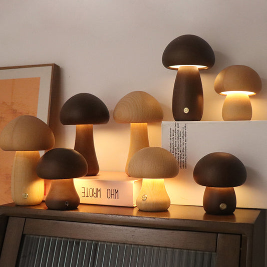 Wooden Mushroom LED Night Light